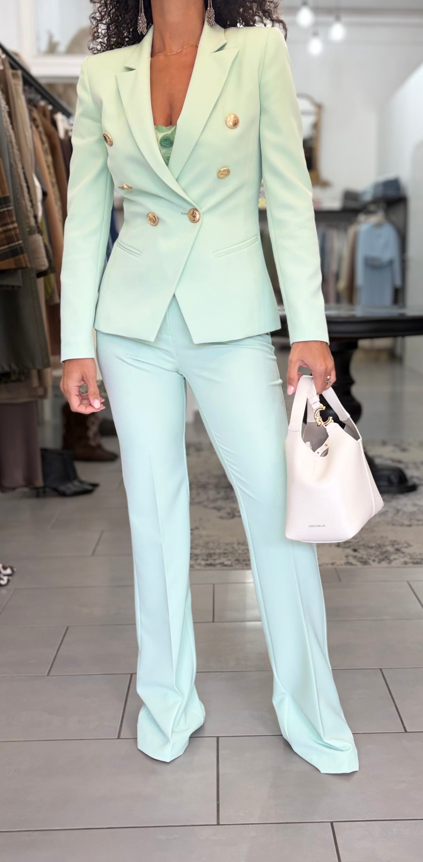 Pantalone a zampa color menta Silence