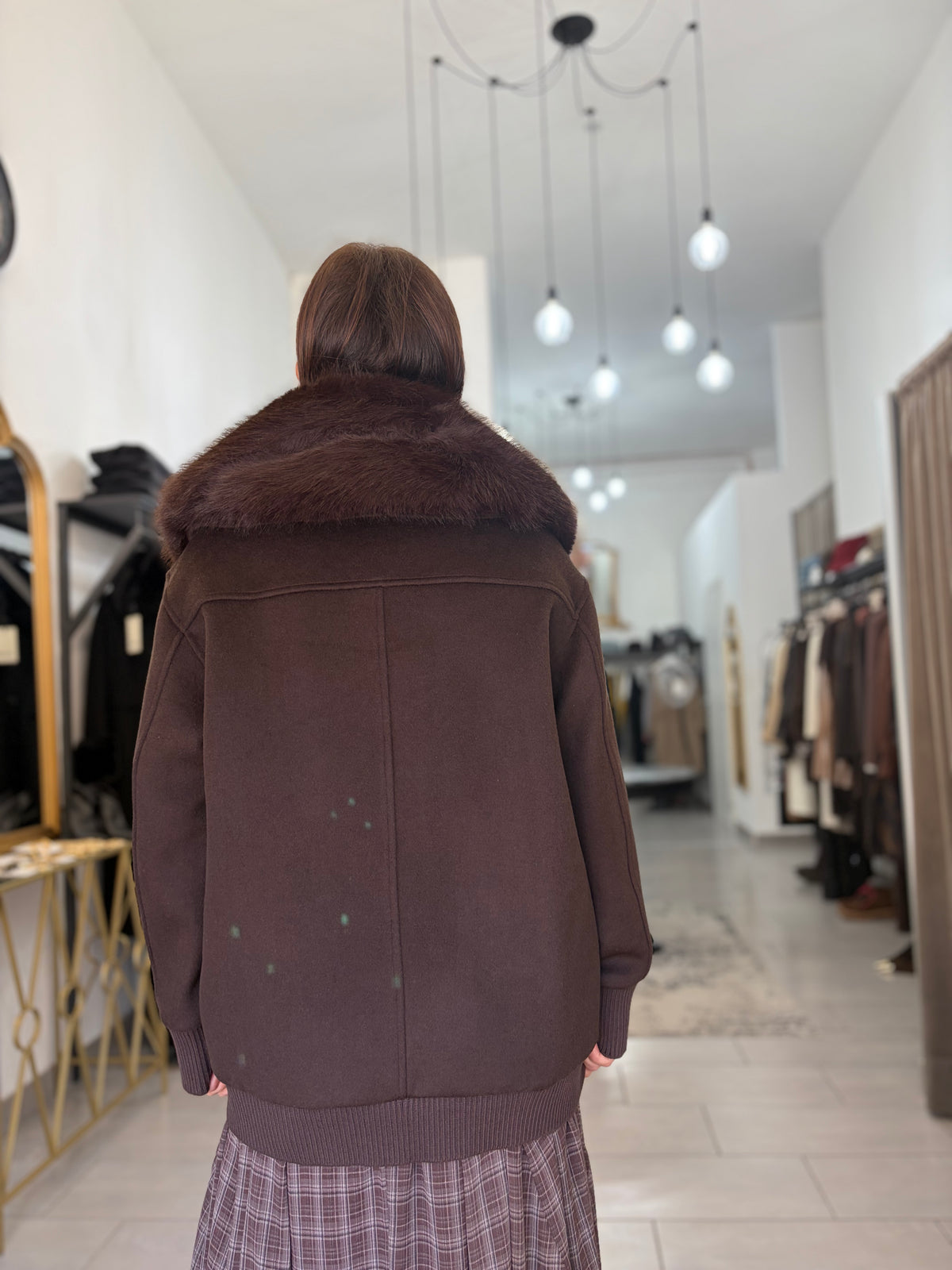 Cappotto/bomber corto con collo in ecopelliccia e tasche applicate Dixie