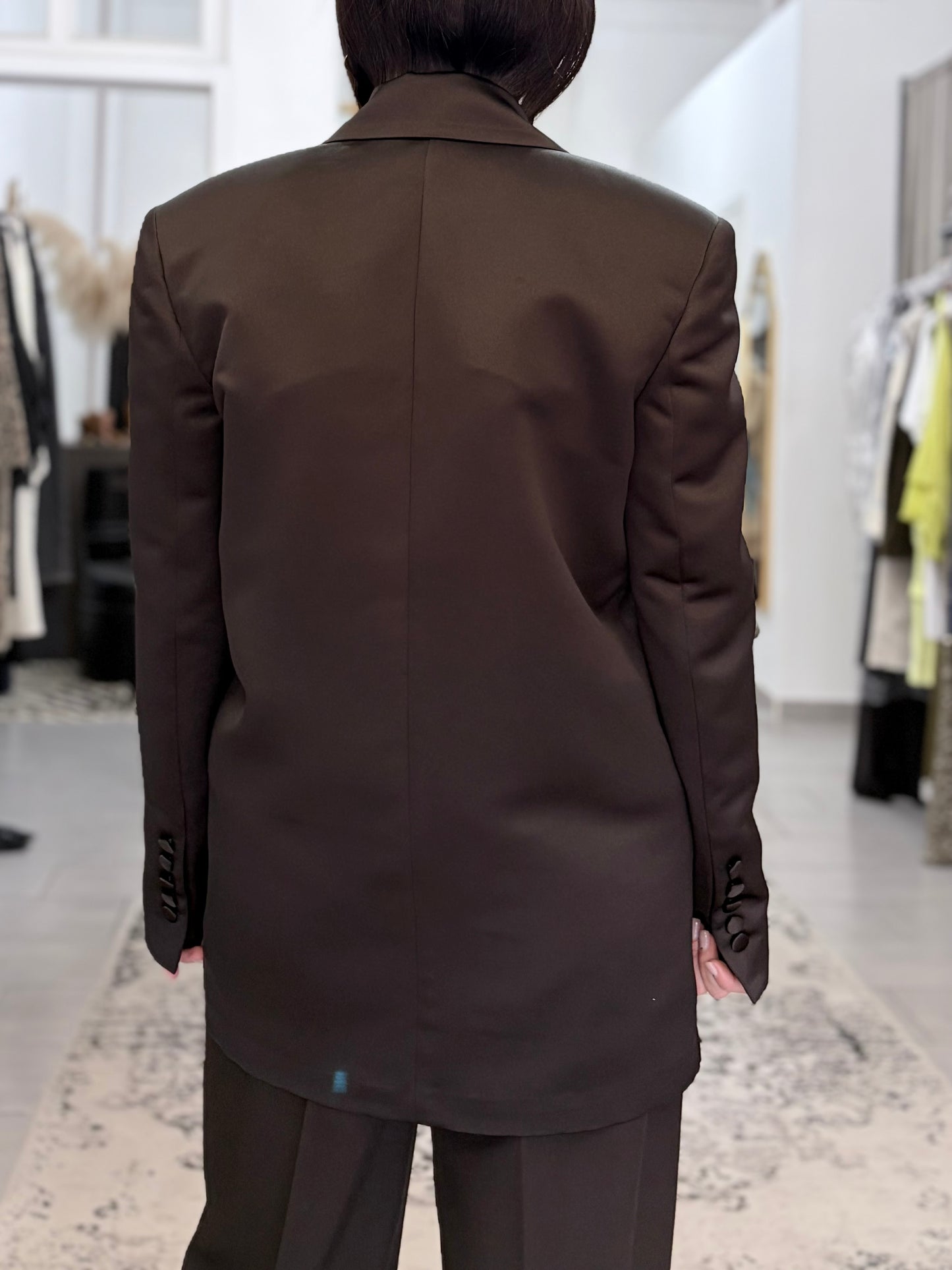 Blazer lucido nero doppio petto Silence