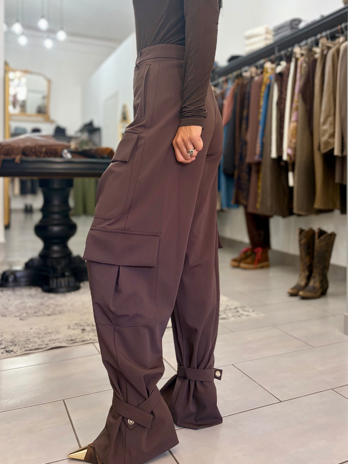 Pantaloni cargo sartoriali marroni Silence Limited