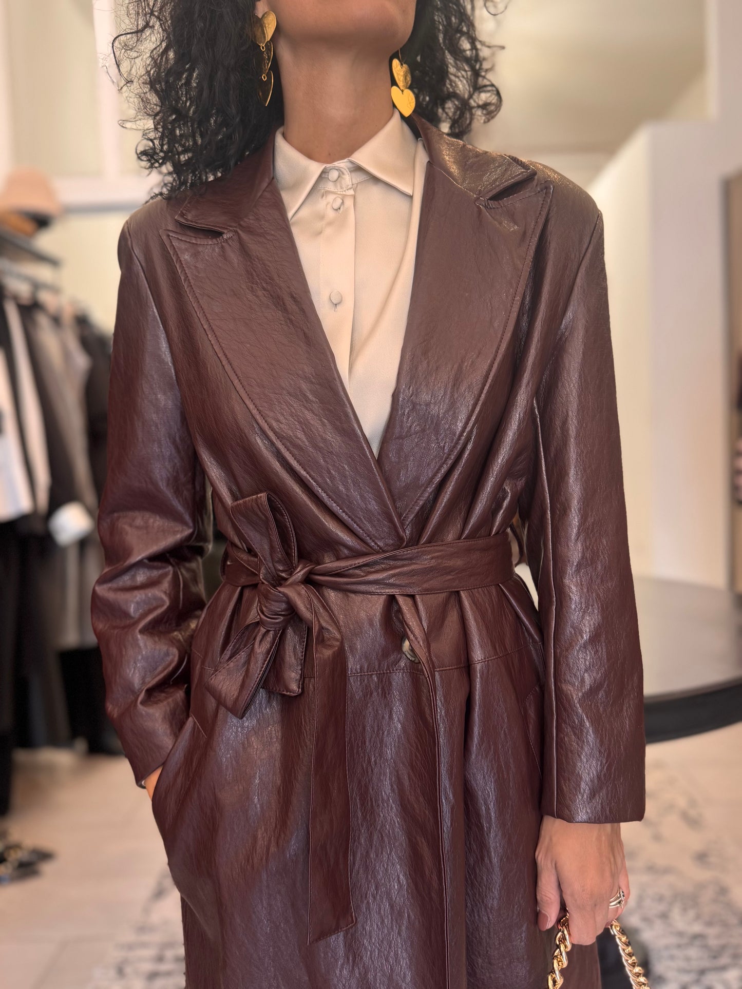 Trench ecopelle bordeaux