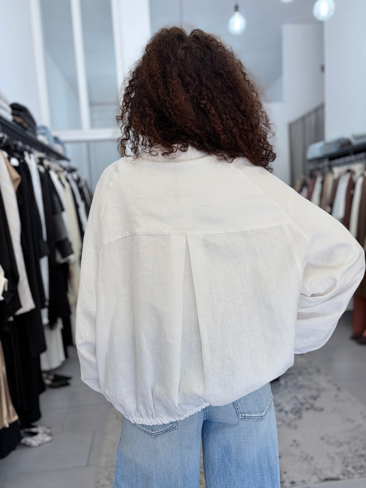 Bomber bianco in lino Vicolo