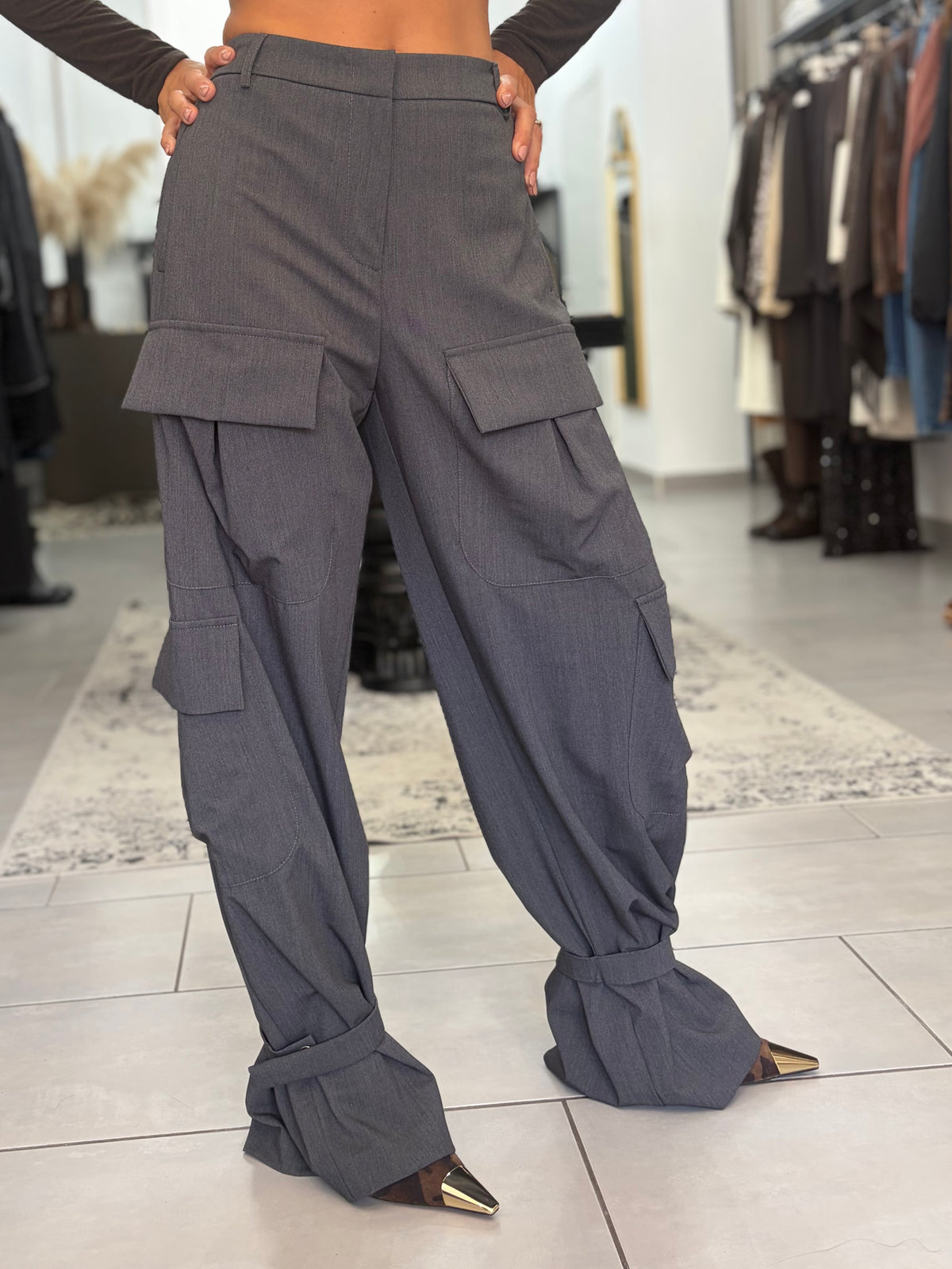 Pantaloni cargo sartoriali grigi Silence Limited