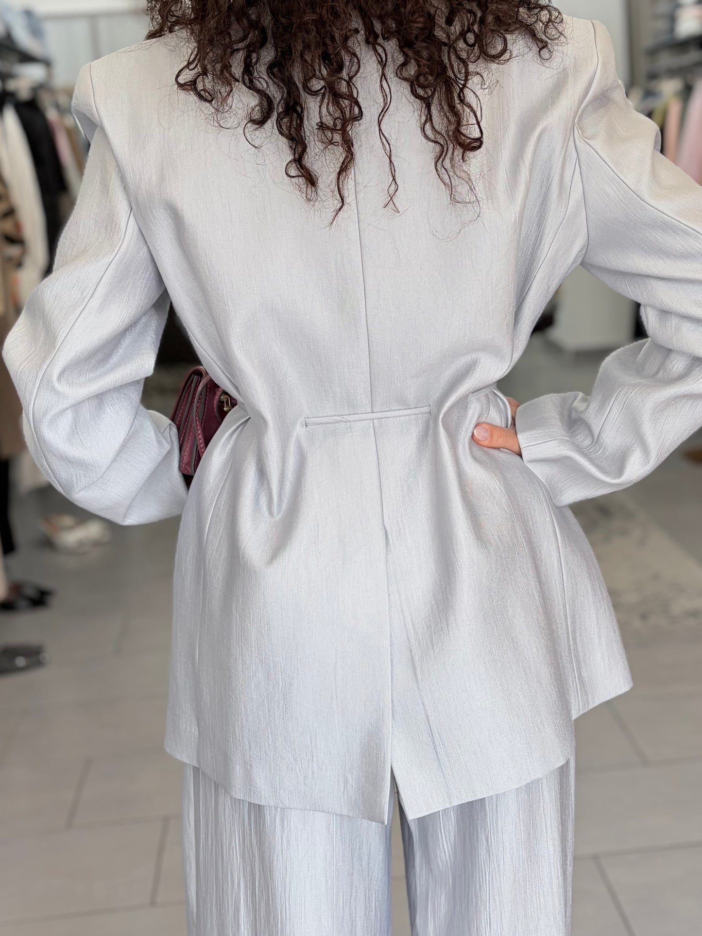 Blazer oversize celeste perlato Eleh