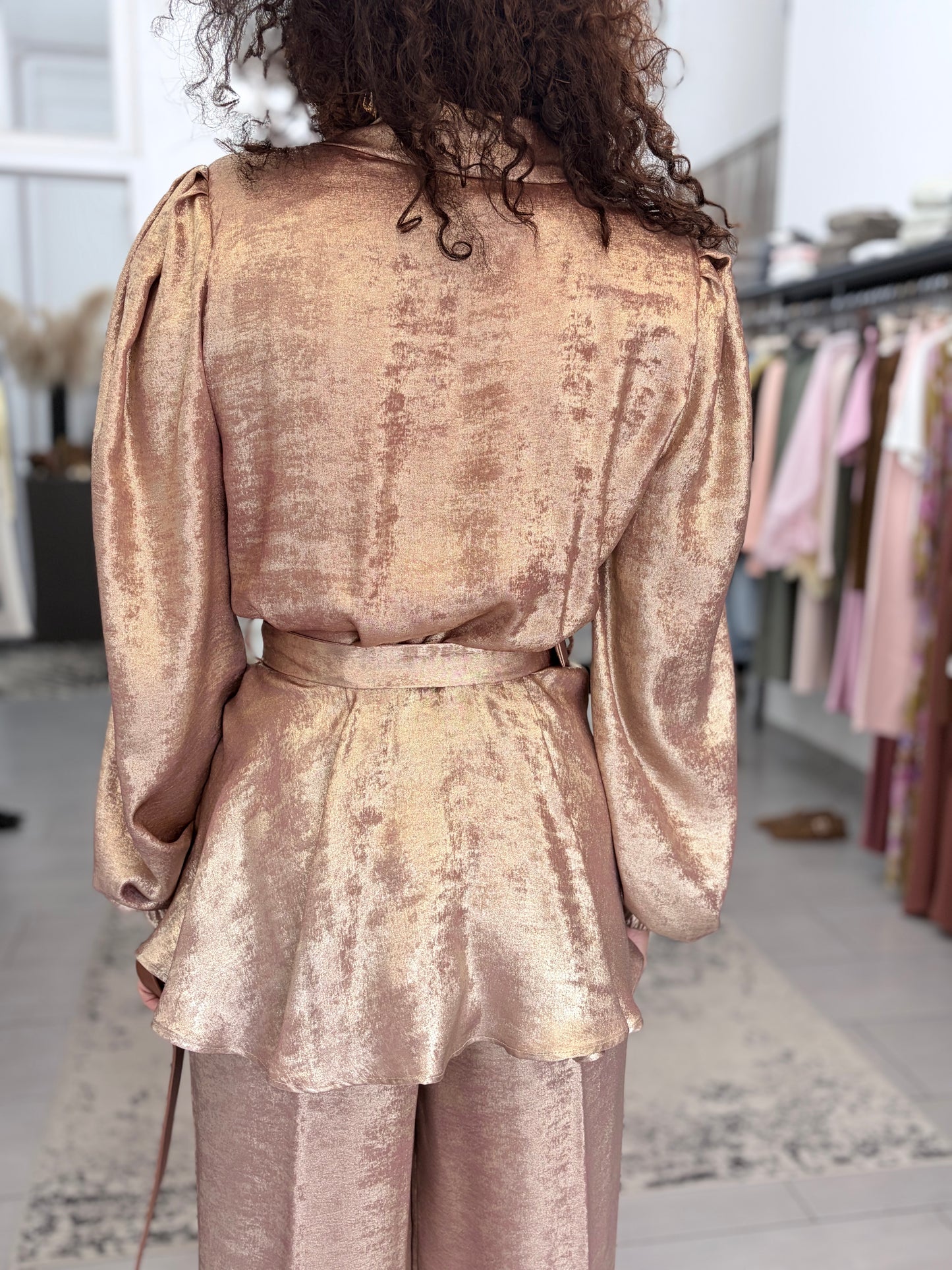 Blazer collo a scialle placcato oro