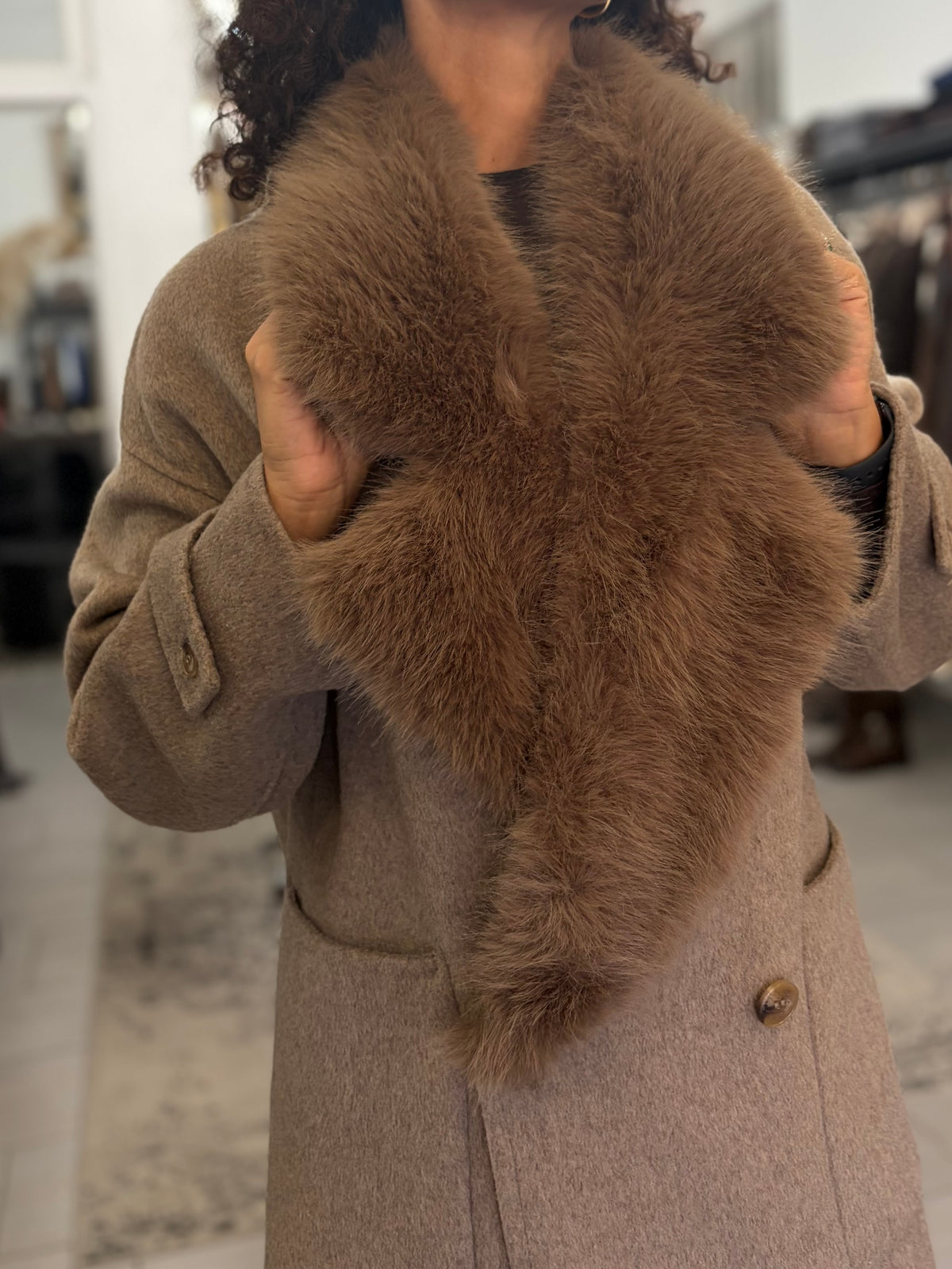 Cappotto lungo misto lana pelliccia rimovibile Vicolo