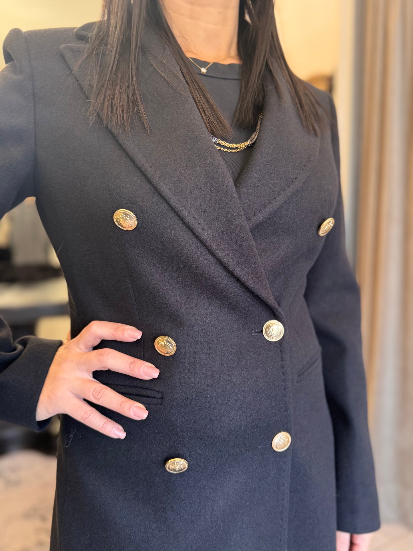 Cappotto nero Silence doppio petto