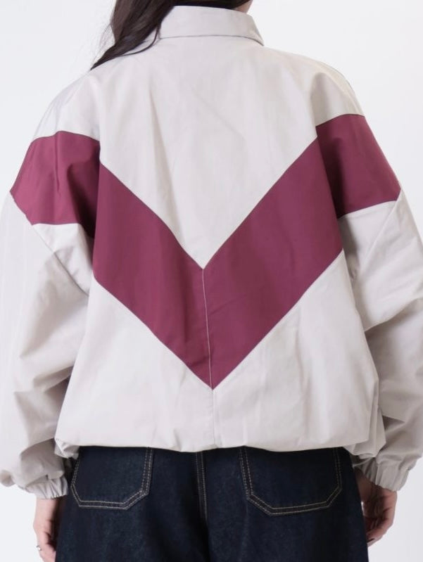 Haveone-Bomber bicolore con zip - burro bordeaux