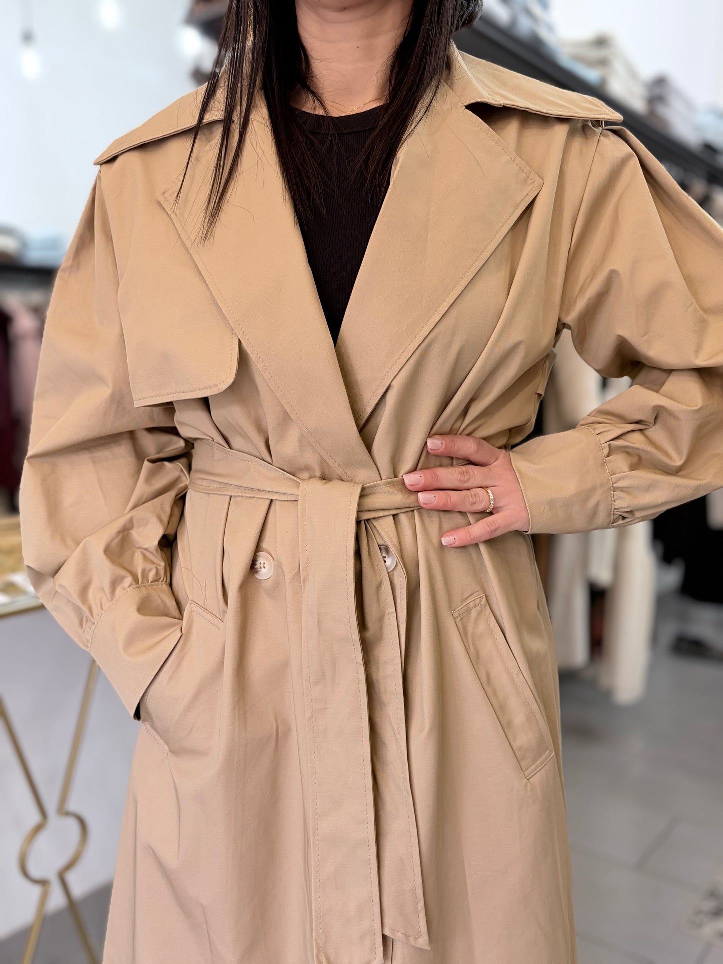 Trench in cotone beige