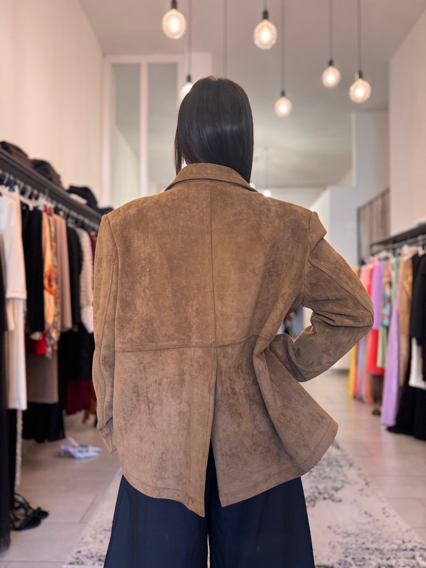 Blazer oversize scamosciato marrone