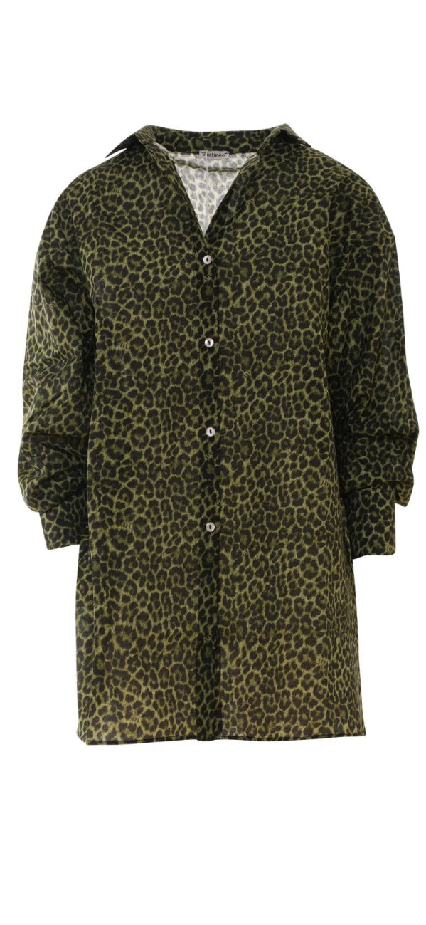 Camicia cotone maculato verde