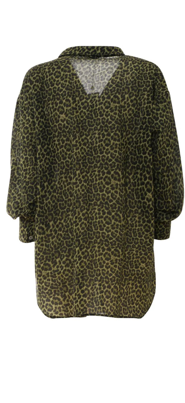 Camicia cotone maculato verde