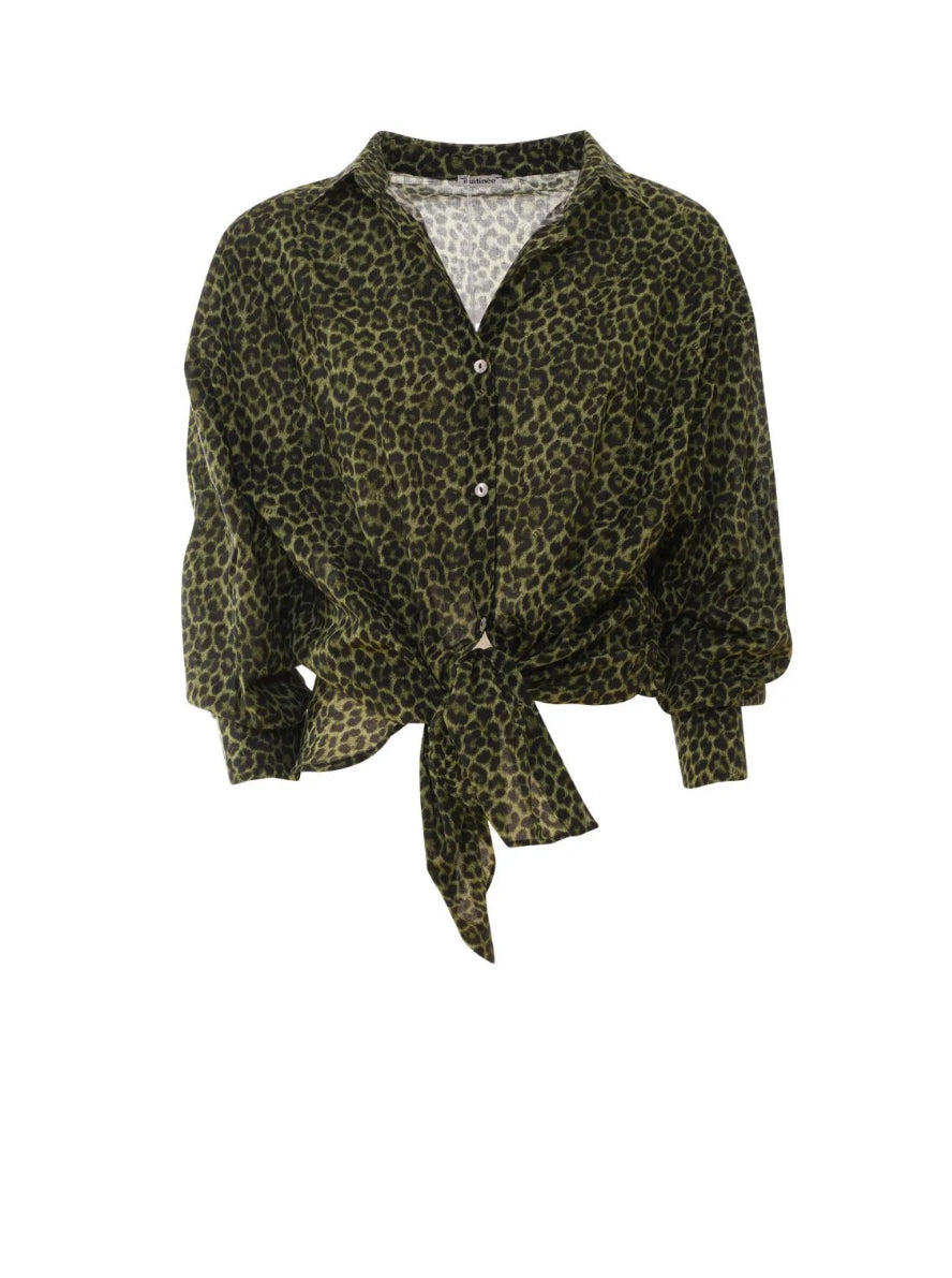 Camicia cotone maculato verde