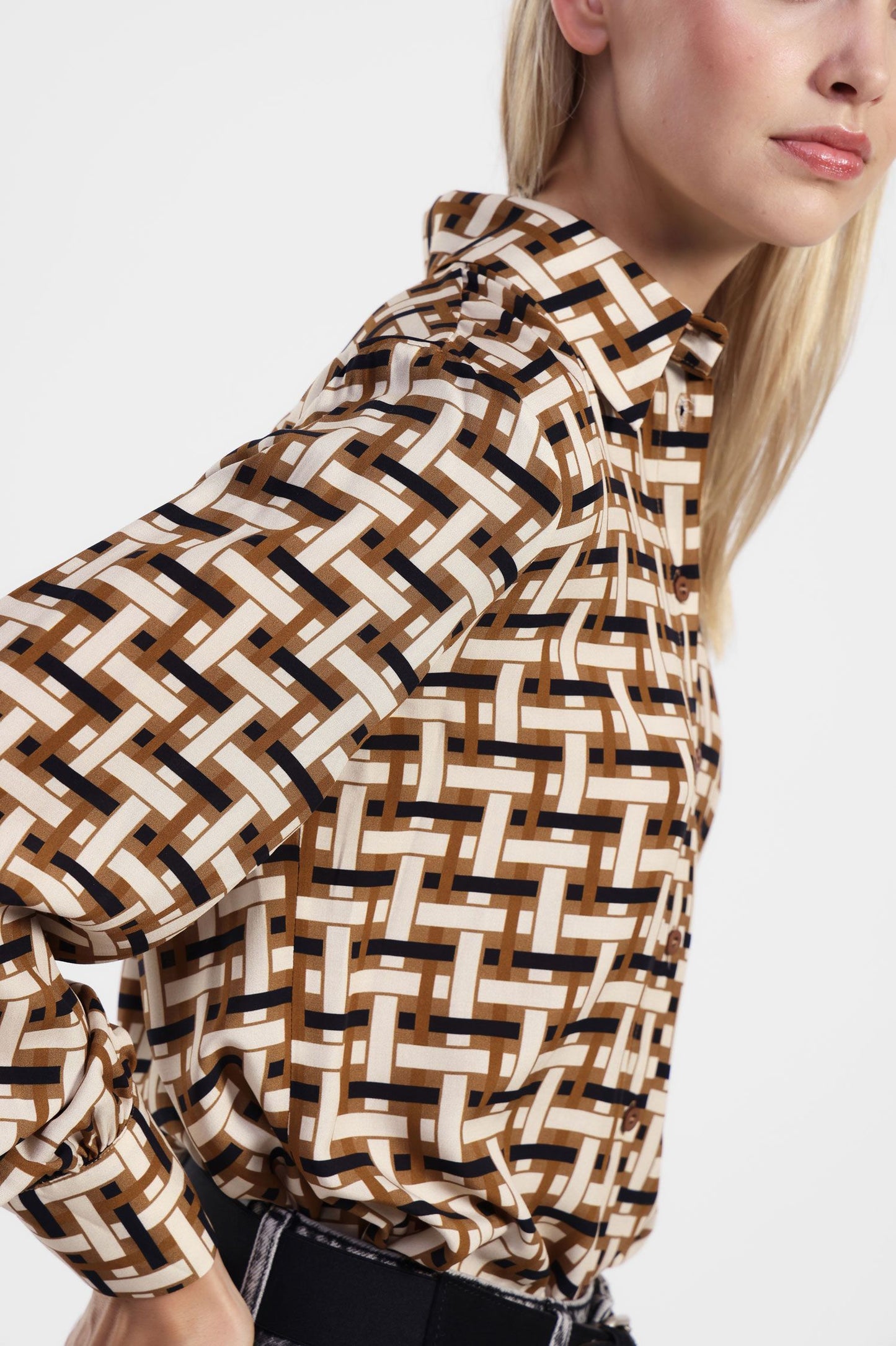 Camicia stampa geometrica maniche lunghe