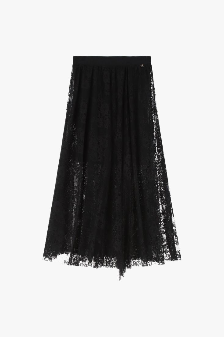 Gonna lunga con pizzo e vita alta