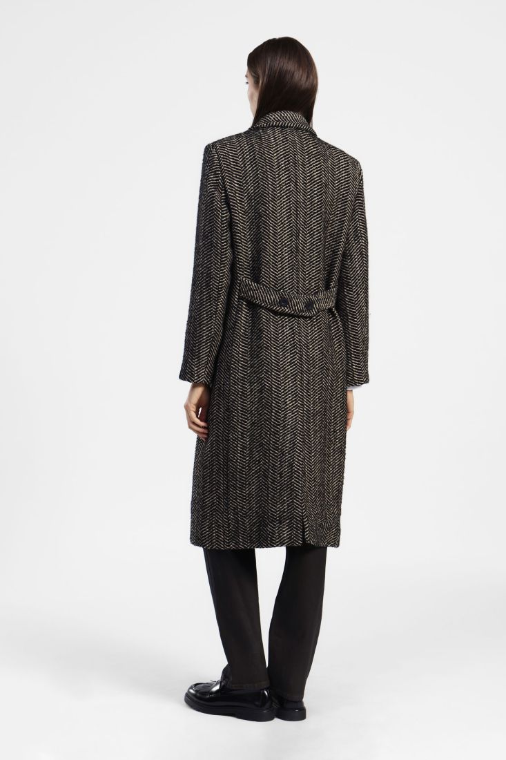 Cappotto doppiopetto con motivo chevron e tasche