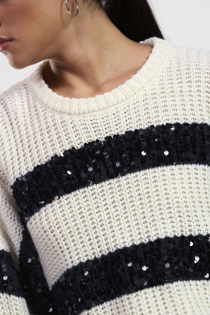 Maglione a righe con paillettes brillanti