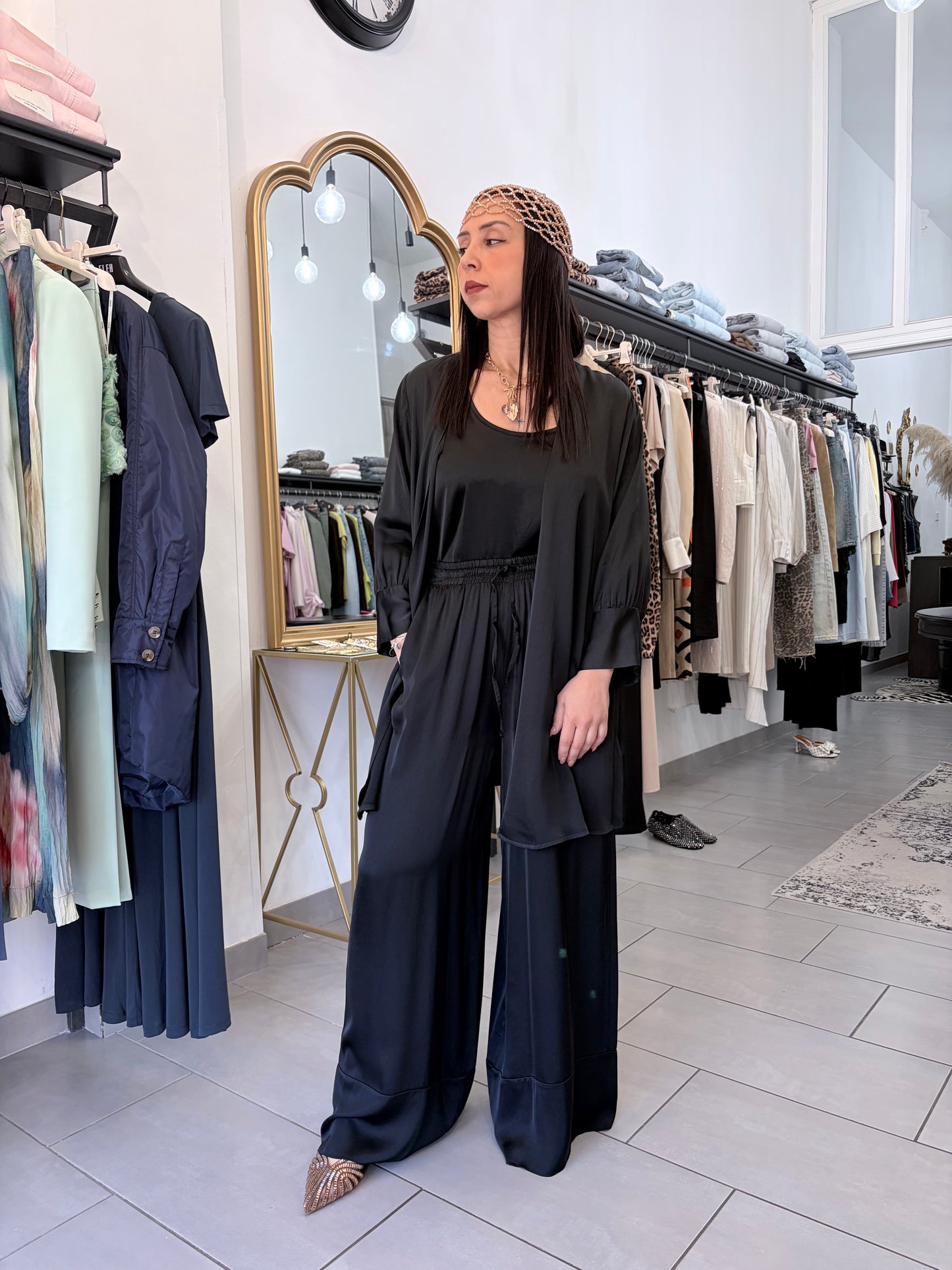 Pantalone in satin Dixie nera