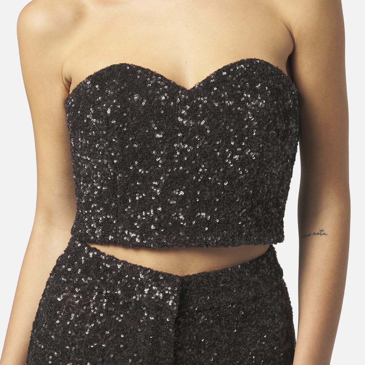 Top marrone paillettes Silence