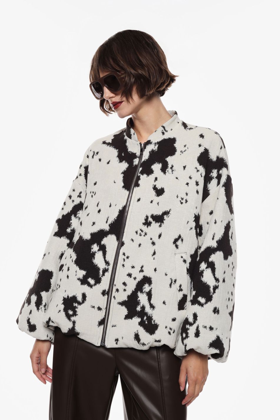 BOMBER OVERSIZE CON STAMPA COW