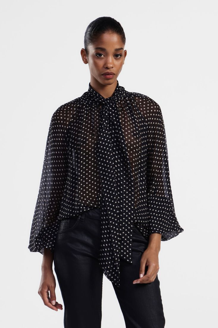 Camicia elegante a pois con maniche