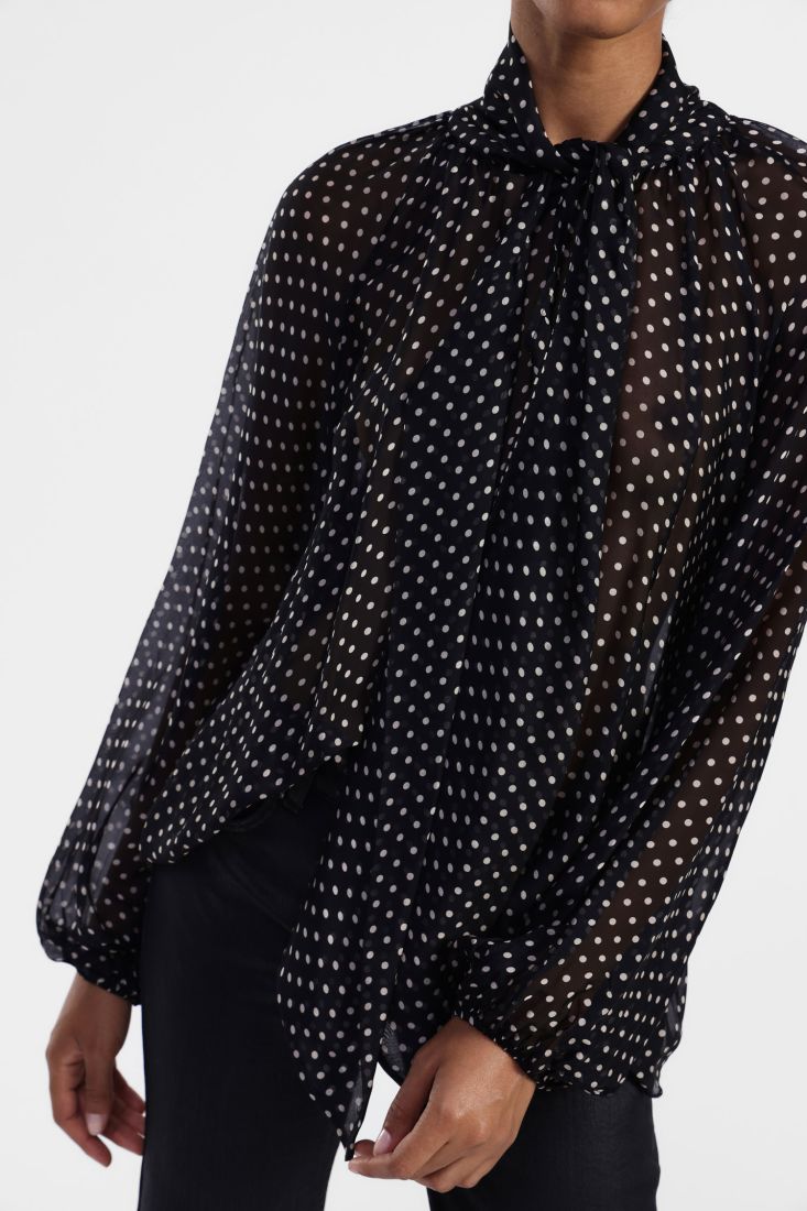 Camicia elegante a pois con maniche