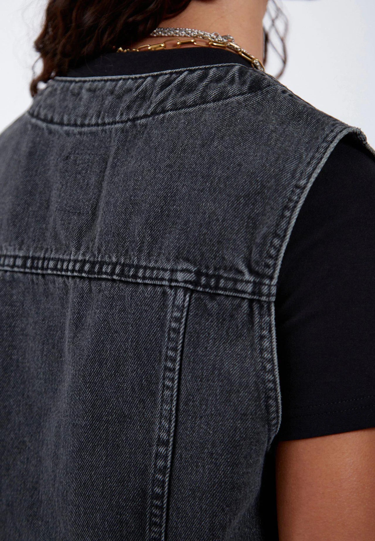 Gilet top jeans nero