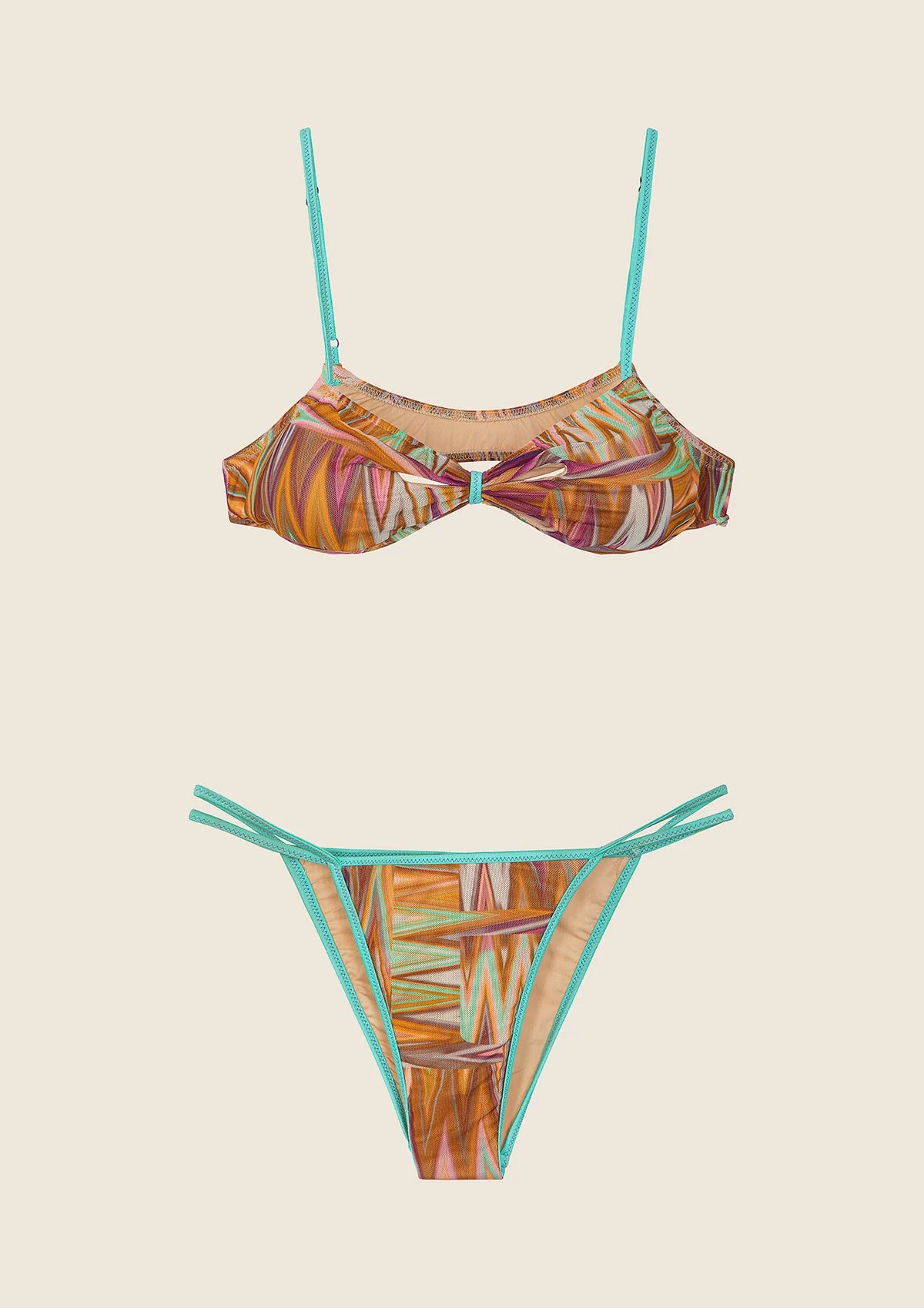 Bikini Donna F**K Top con Slip Fisso Fantasia