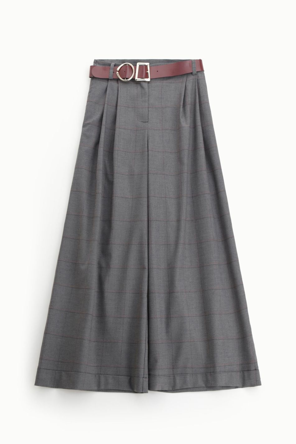 PANTALONI AMPI A QUADRI CON CINTURA