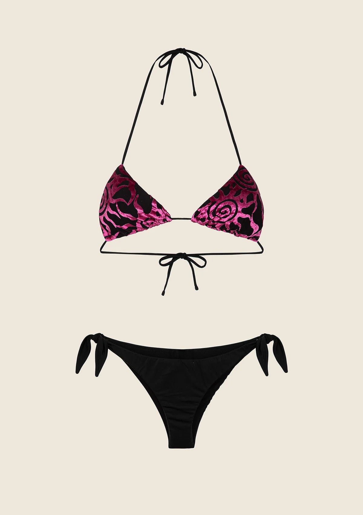 Bikini Donna F**K Triangolo con Slip Regolabile Nero