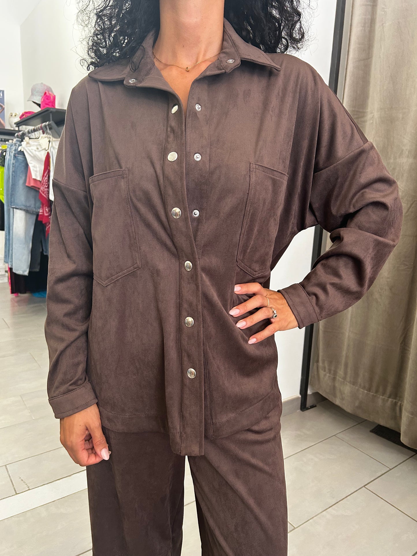 Camicia scamosciata effetto velluto