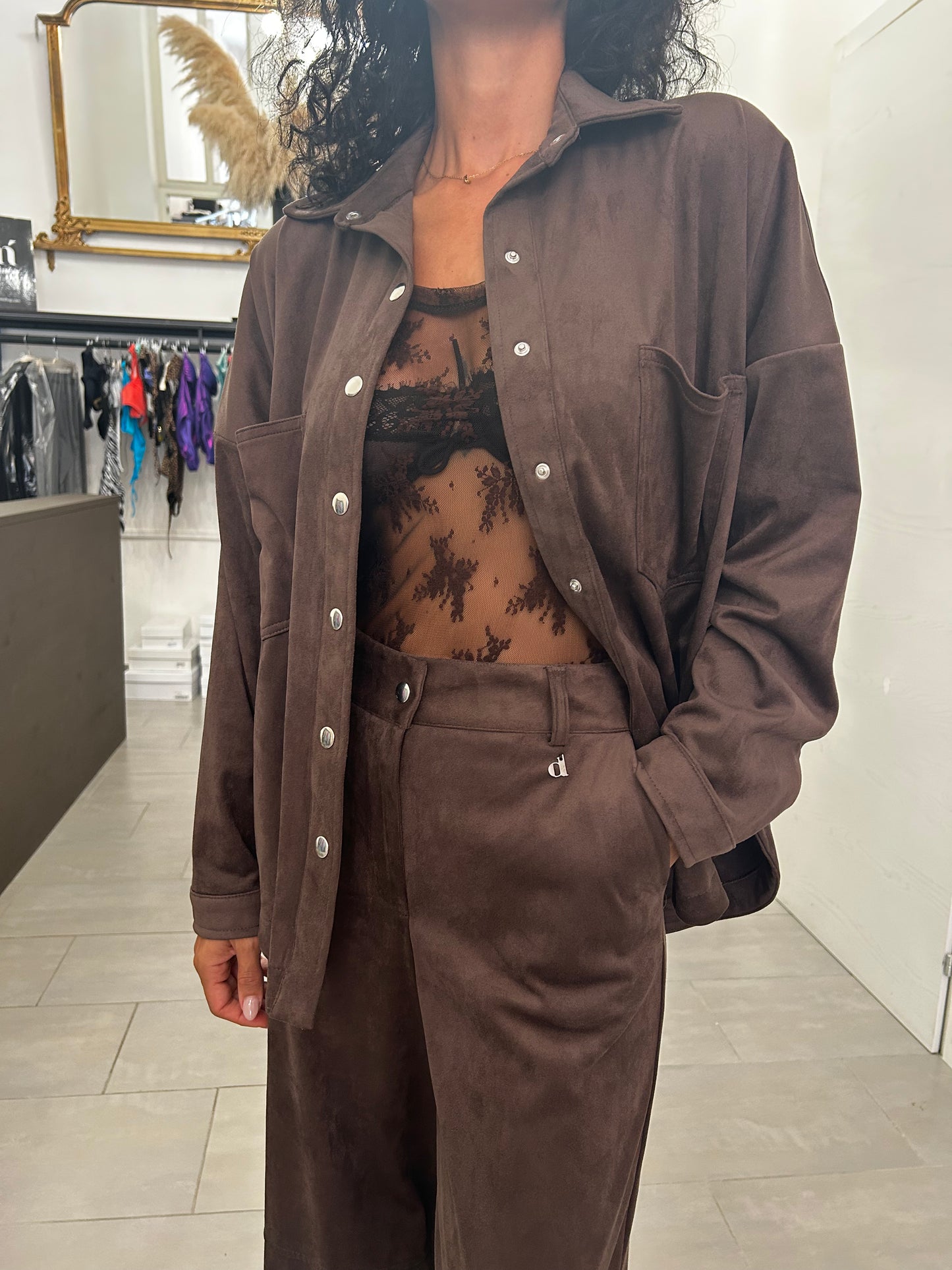 Camicia scamosciata effetto velluto