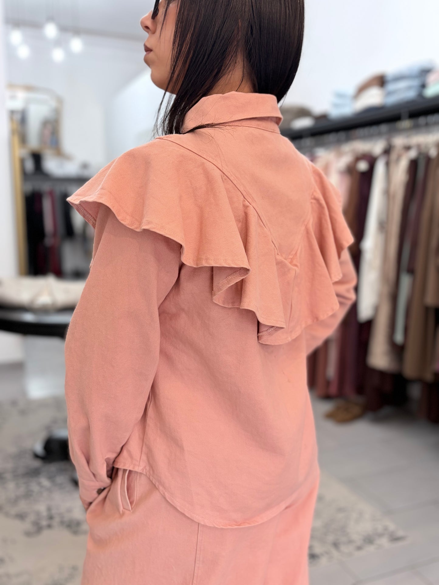 Camicia in jeans con rouge rosa Saiph