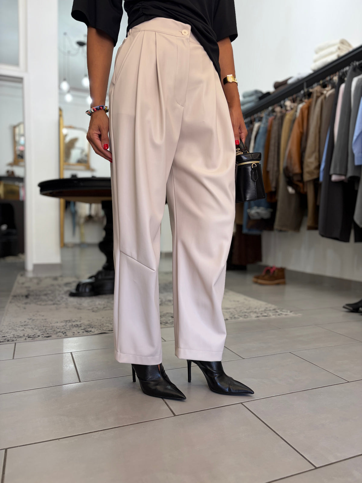 Pantalone ecopelle bianco Dixie