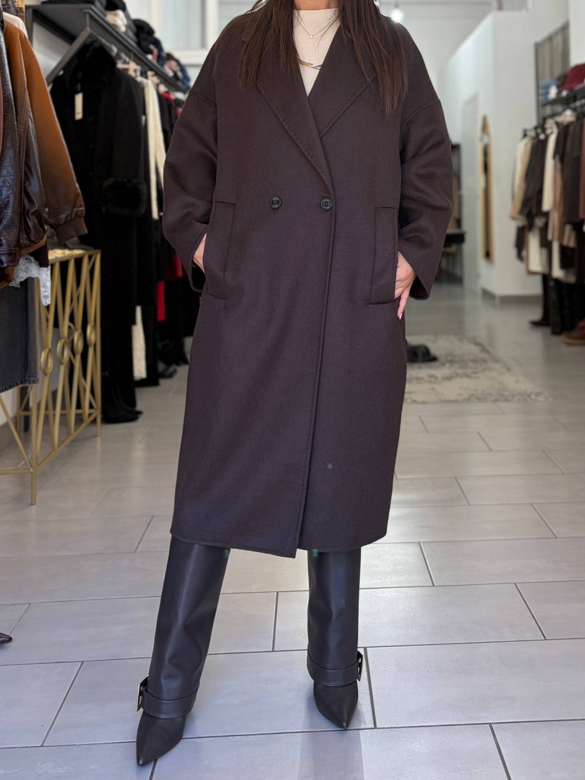 Cappotto lungo doppio petto moto Vicolo 50% lana  50% poliestere