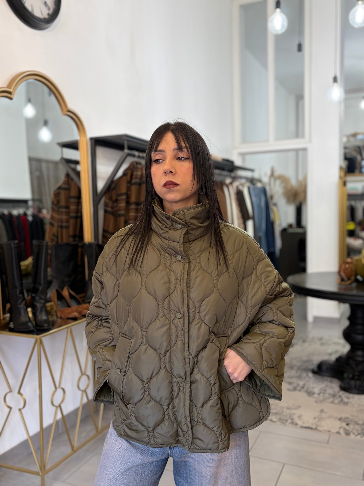 Giubbino trapuntato verde militare vicolo