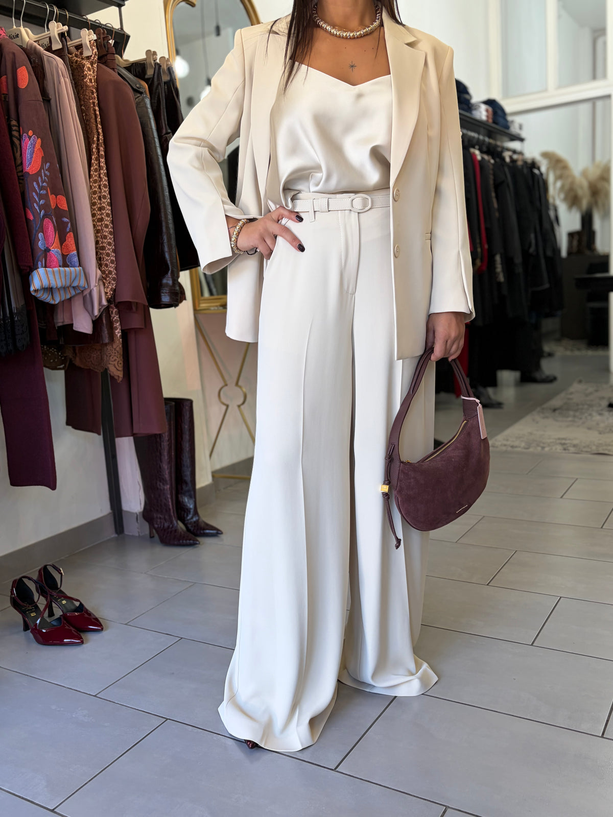 Pantalone fluido cintura incorporata Imperial burro