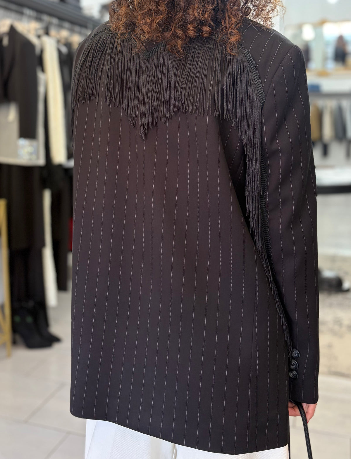 Blazer gessato frange Dixie