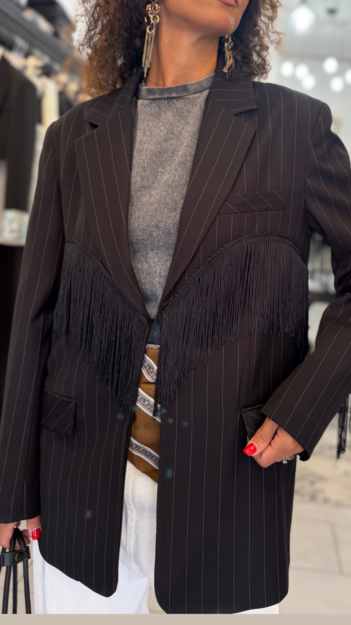 Blazer gessato frange Dixie