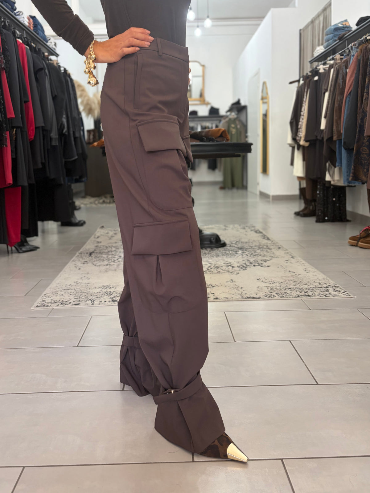 Pantaloni cargo sartoriali marroni Silence Limited