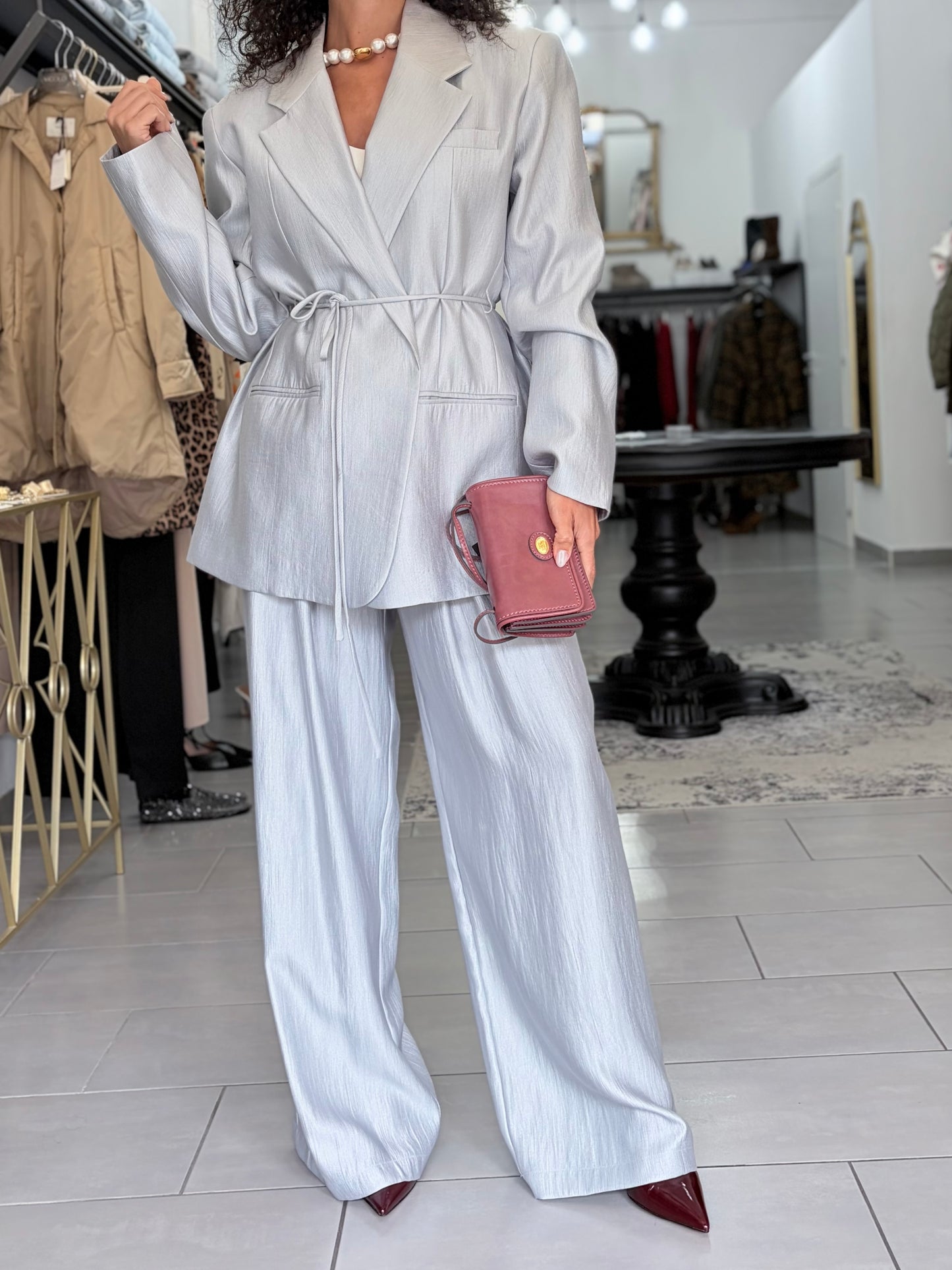 Pantalone celeste perlato Eleh