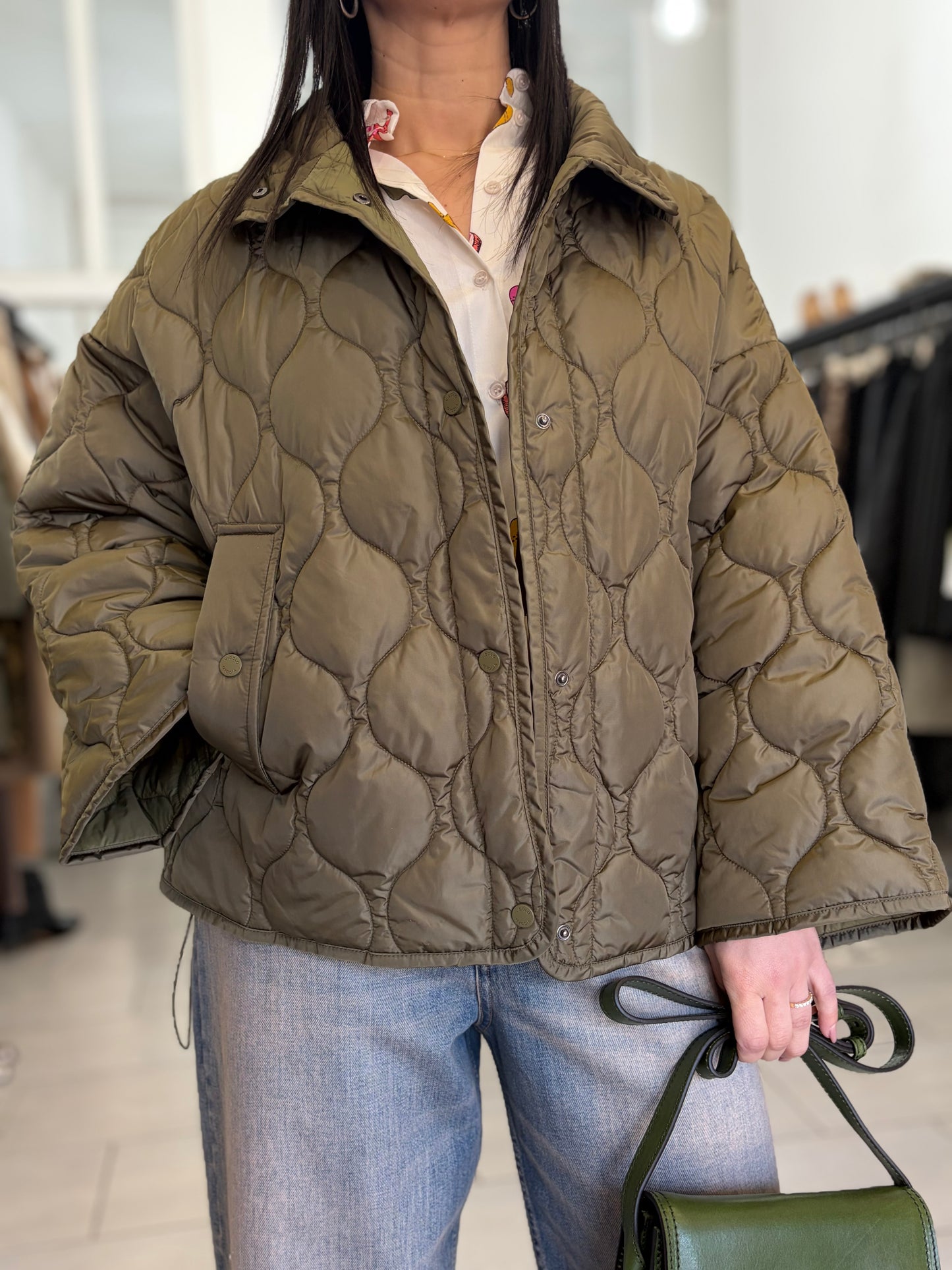 Giubbino trapuntato verde militare vicolo