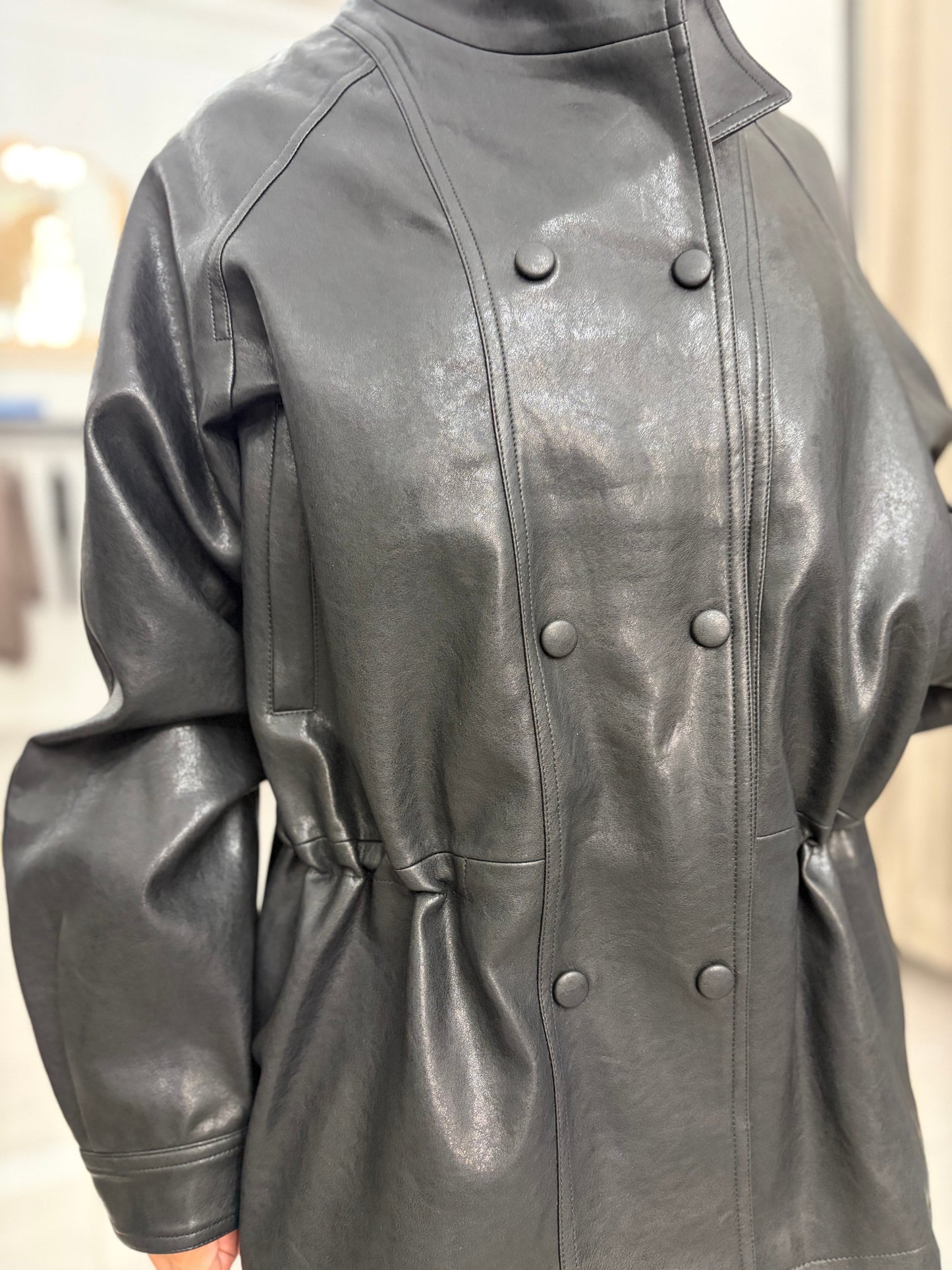 Giacca oversize in similpelle Eleh nero