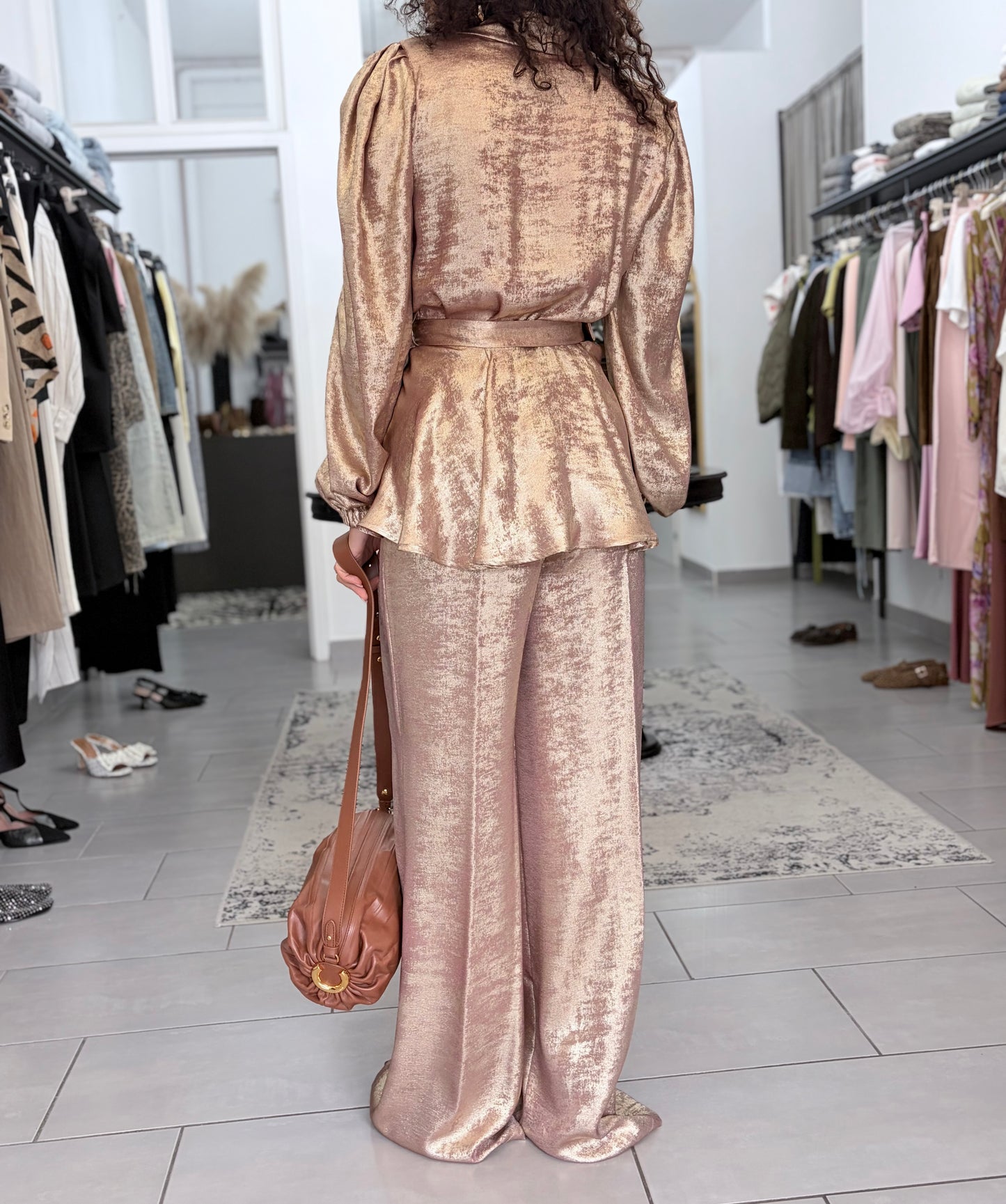 Blazer collo a scialle placcato oro