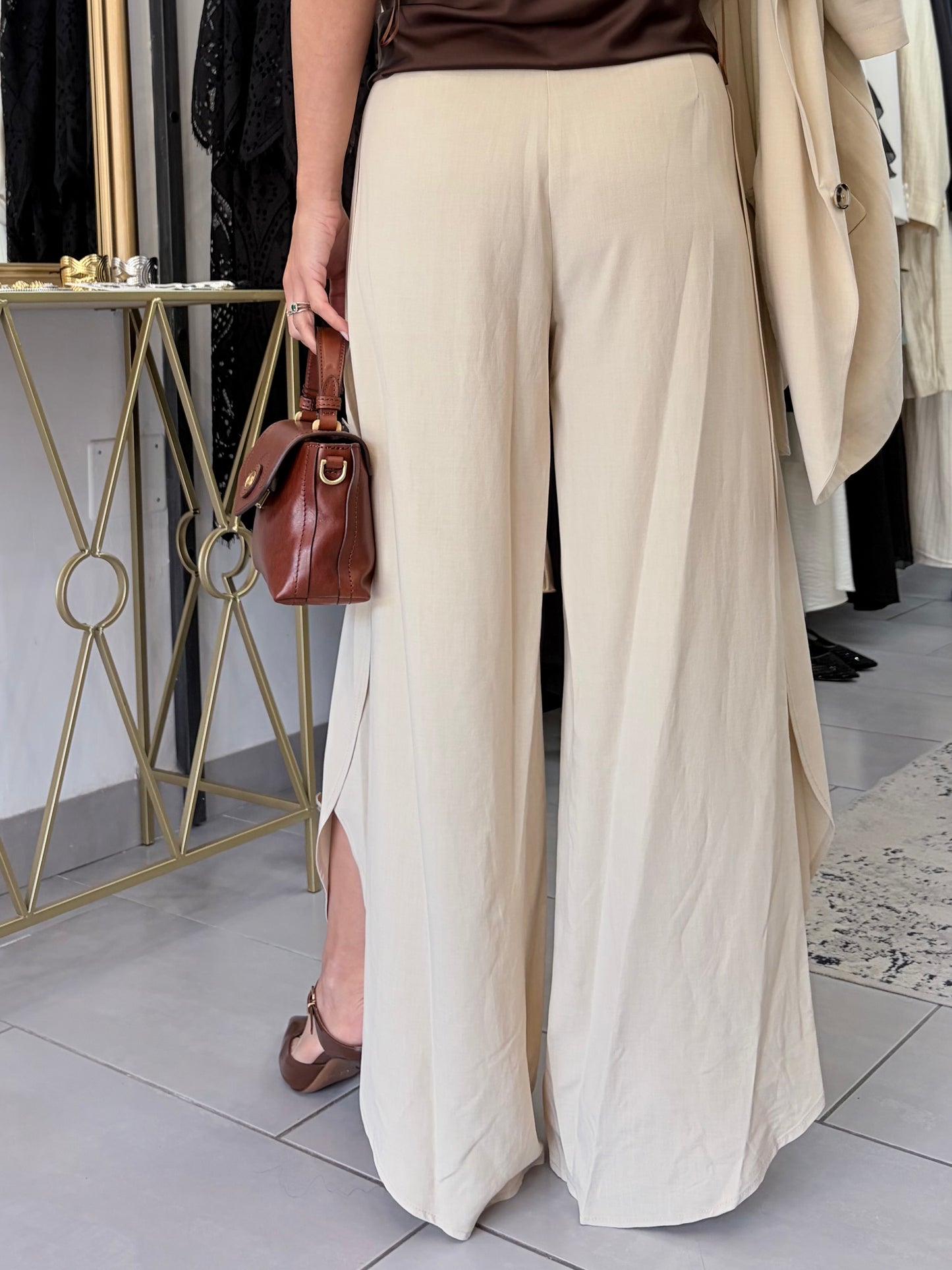 Pantalone in lino beige Vicolo