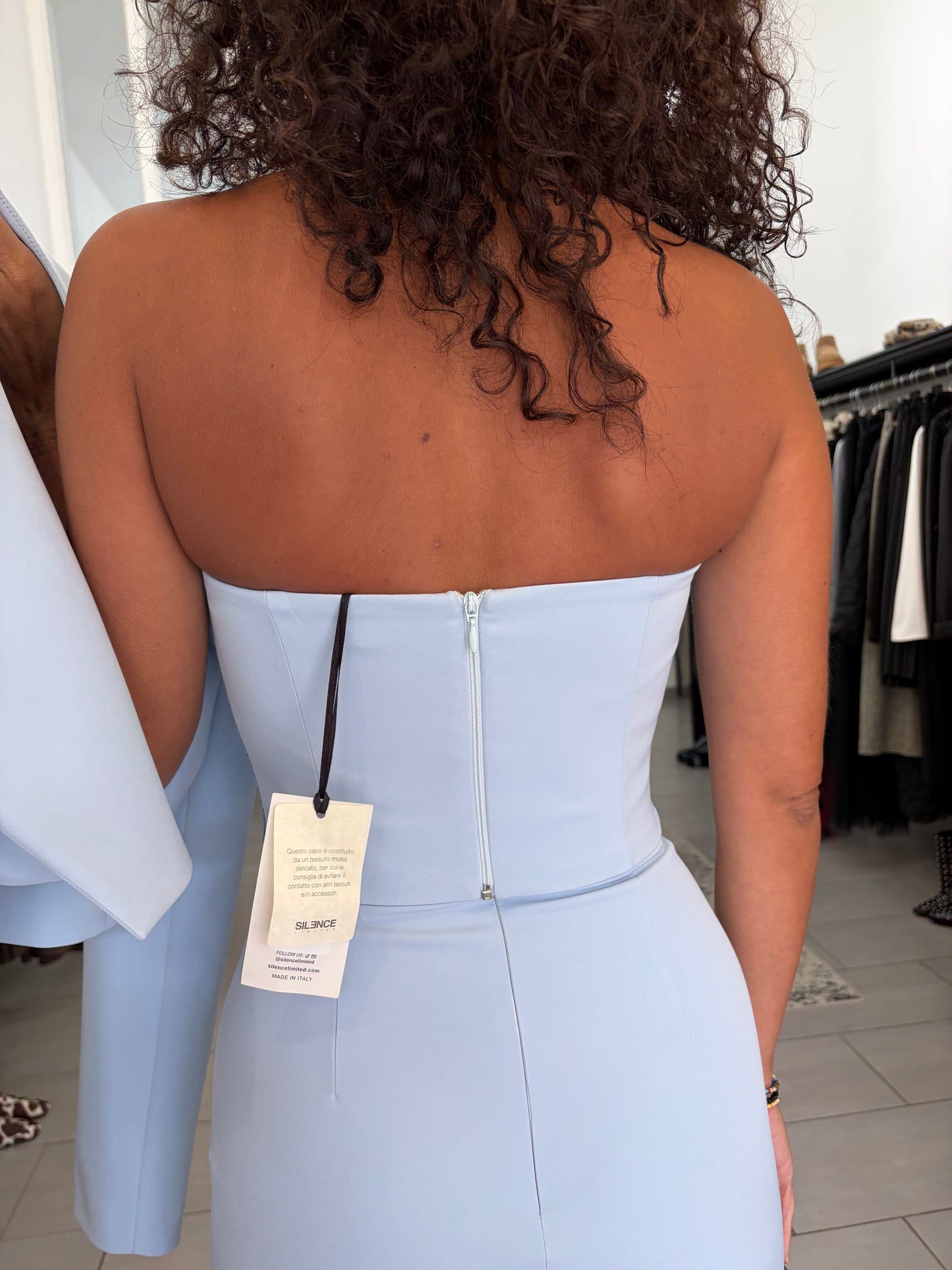 Top strass Silence celeste