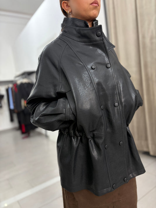 Giacca oversize in similpelle Eleh nero