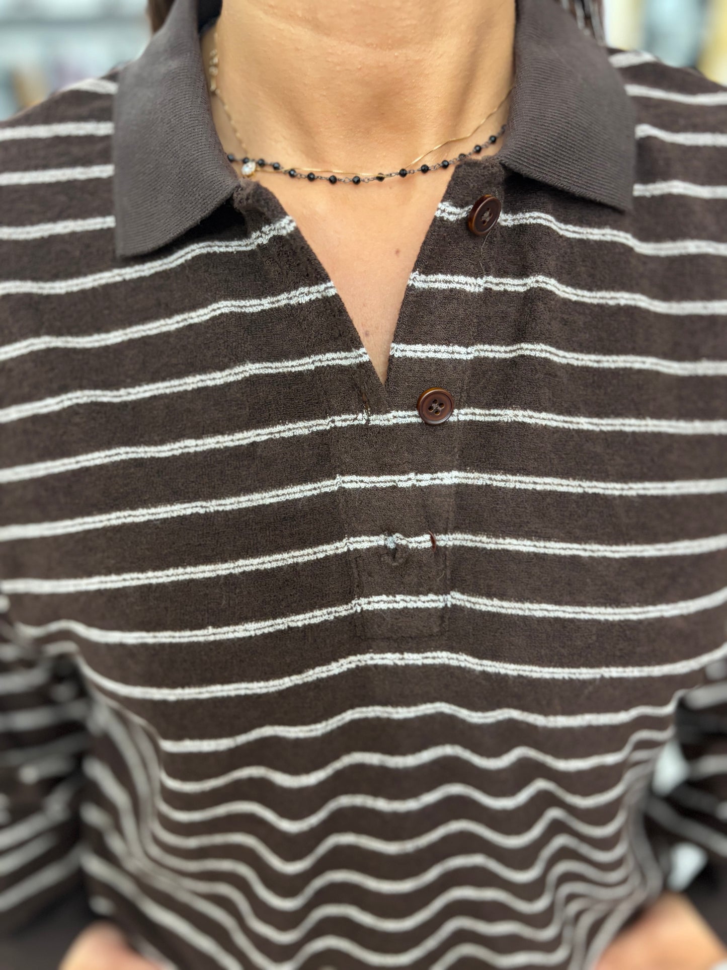 Polo marrone a righe Eleh
