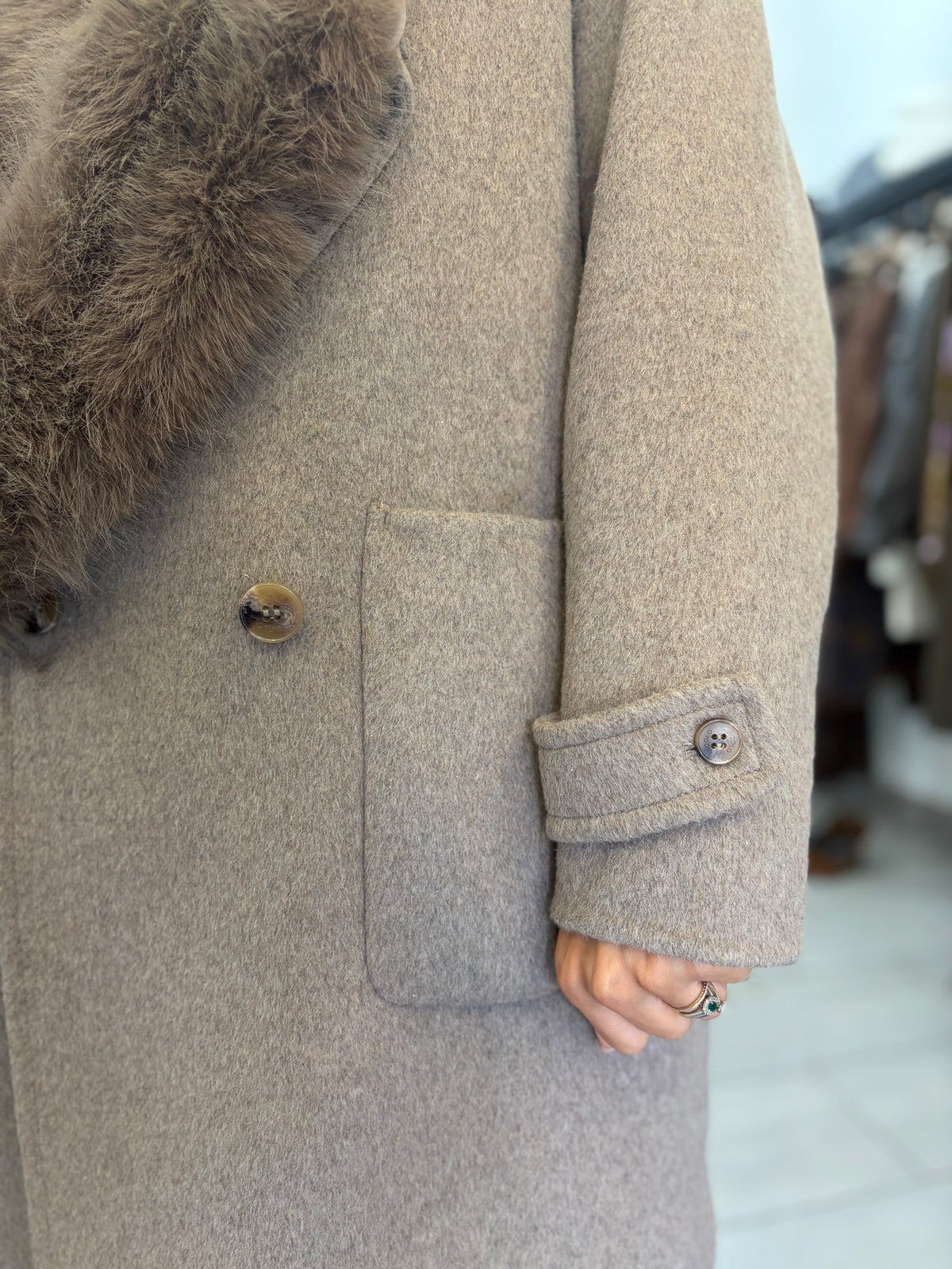 Cappotto lungo misto lana pelliccia rimovibile Vicolo