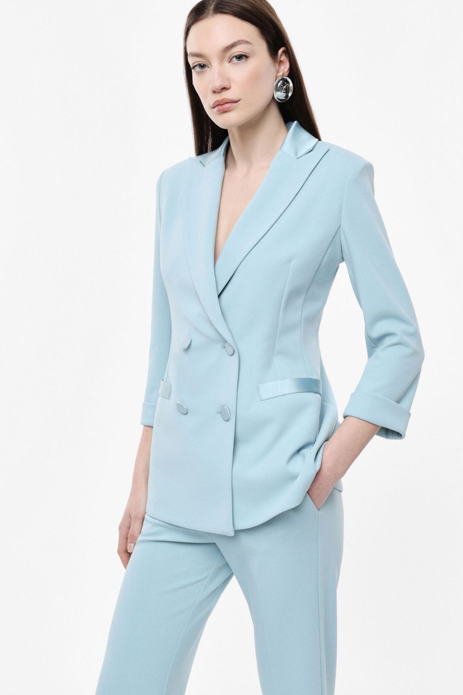 Blazer doppio petto maniche a tre quarti